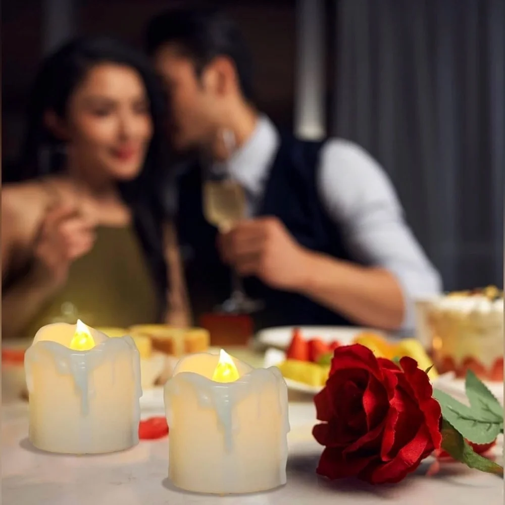 PChero LED Flameless Tea Light Candles Set of 12 Warm White Flickering Timer
